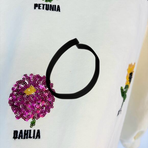 QUEEN OF SPARKLES Floral Embellished Cream Sweater - Picture 10 of 16